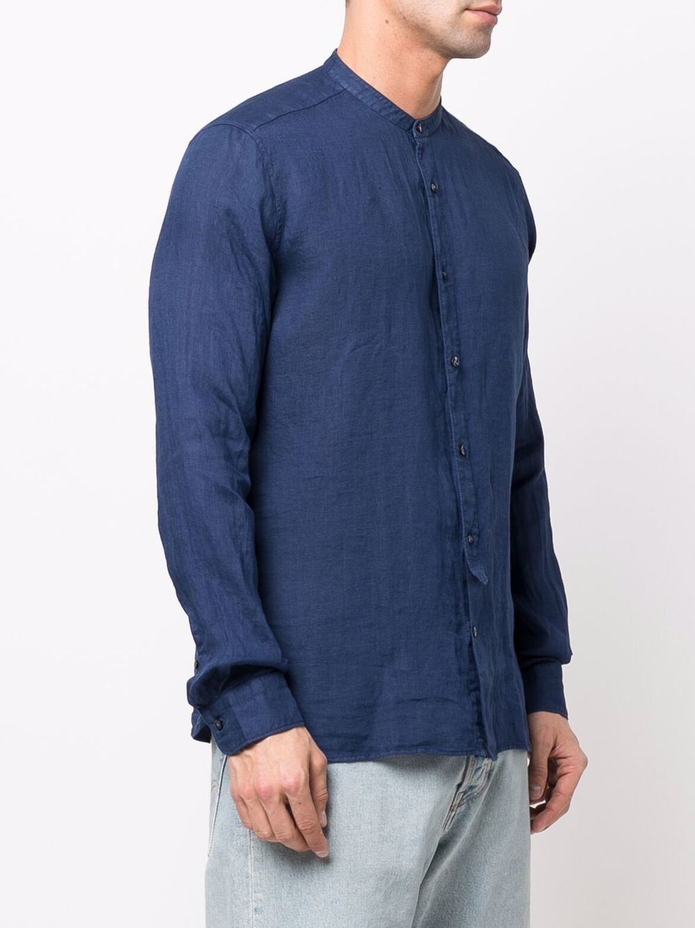 Tintoria Mattei banded-collar Linen Shirt - Farfetch