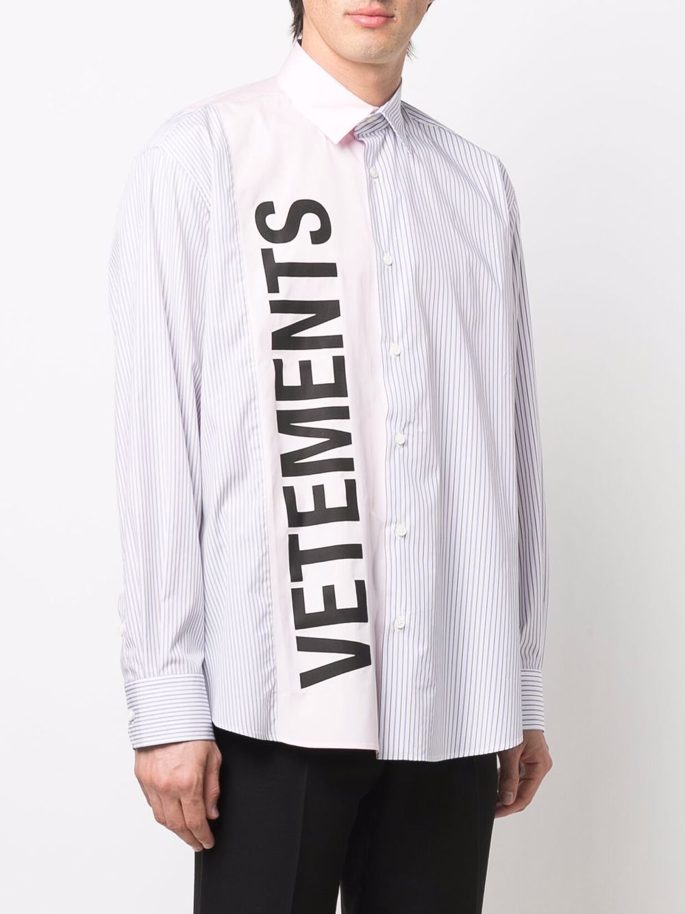 logo-print striped shirt