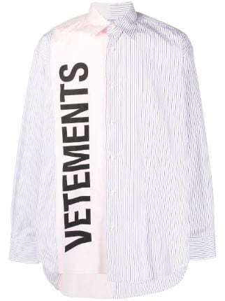 VETEMENTS logo-print Striped Shirt - Farfetch