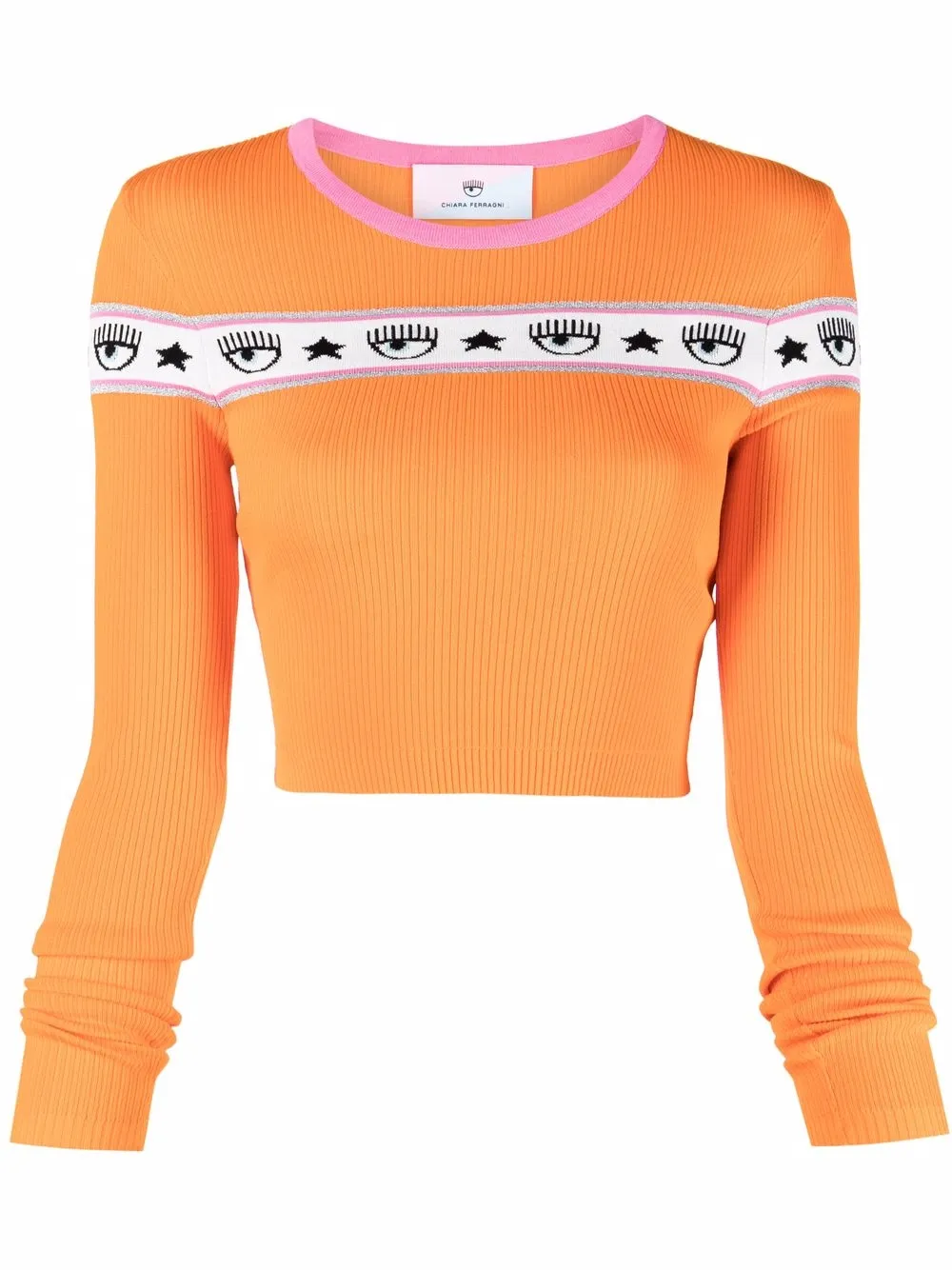 

Chiara Ferragni jersey corto con banda y logo - Naranja