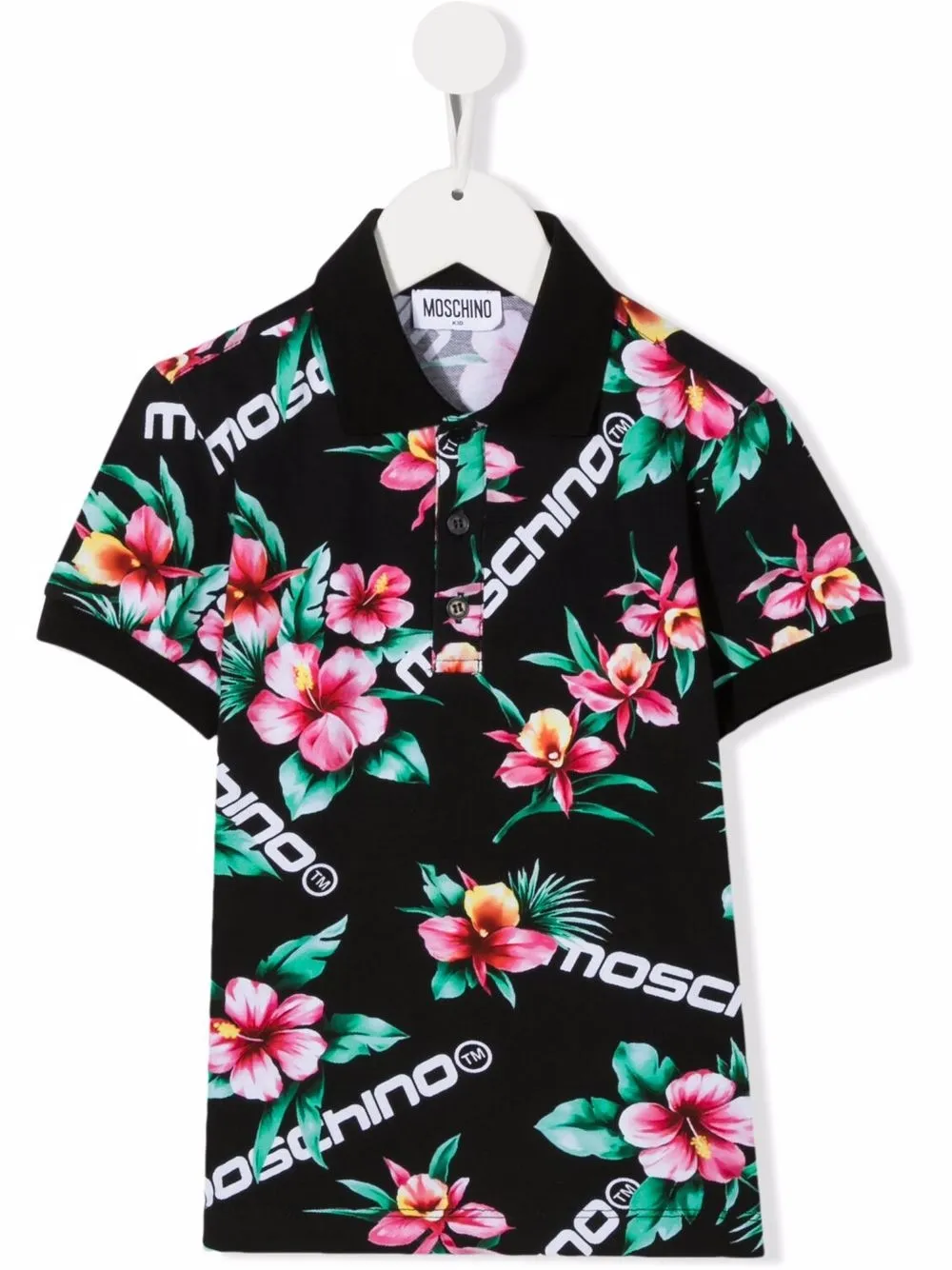 

Moschino Kids camisa manga corta y estampado floral - Negro