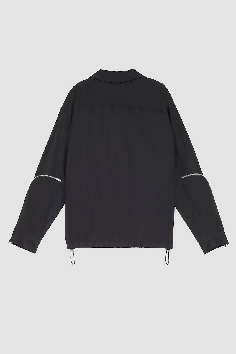 Blouson Shirt Jacket-black #1 Blouson Shirt Jacket, curve-zip windbreaker from 3.1 PHILLIP LIM featuring black, cotton blend, zip details, high neck, front zip fastening, long sleeves, zip-fastening chest pocket, two side zip-fastening pockets and elasticated hem.- 9