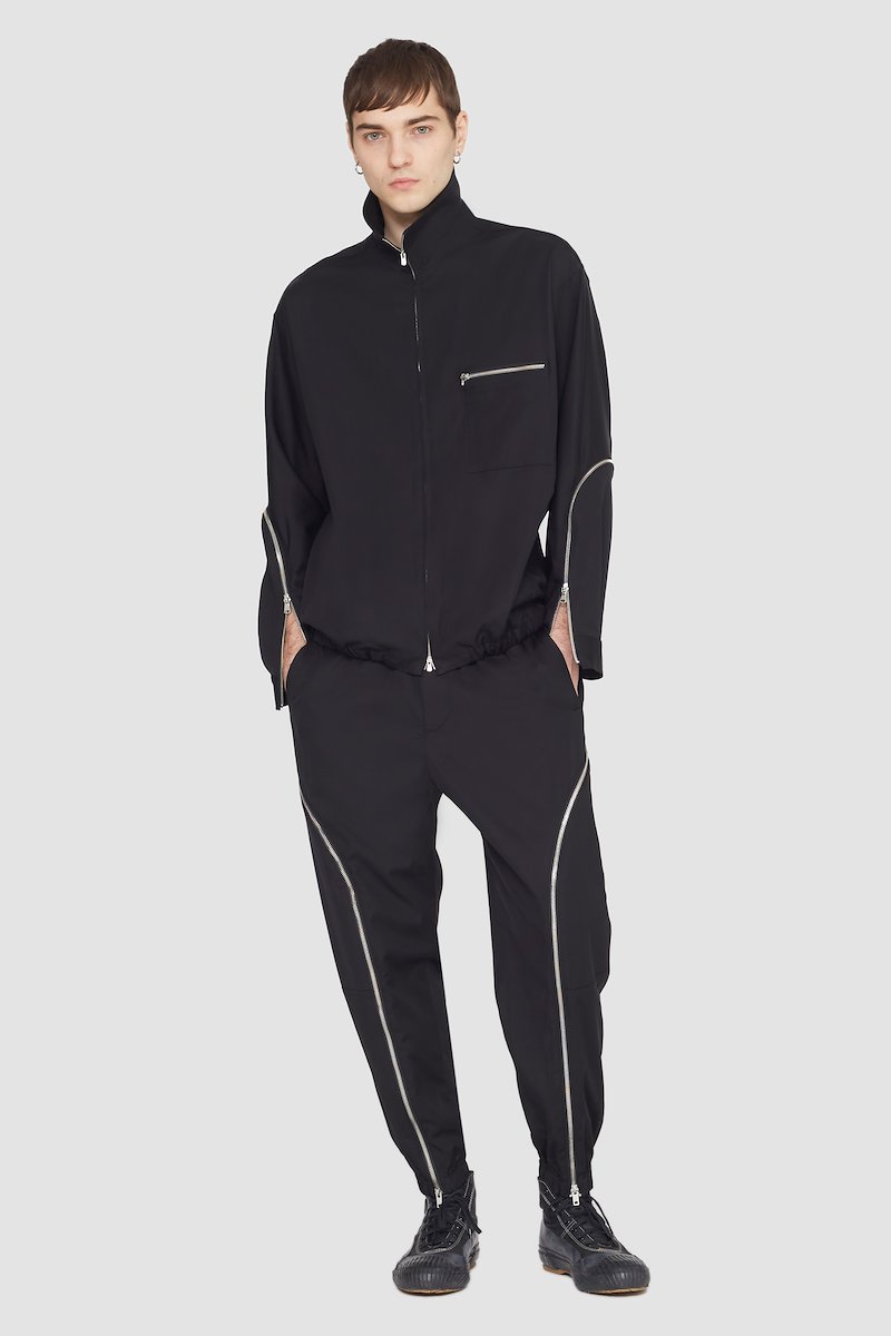 Blouson Shirt Jacket-black #0 Blouson Shirt Jacket, curve-zip windbreaker from 3.1 PHILLIP LIM featuring black, cotton blend, zip details, high neck, front zip fastening, long sleeves, zip-fastening chest pocket, two side zip-fastening pockets and elasticated hem.- 0