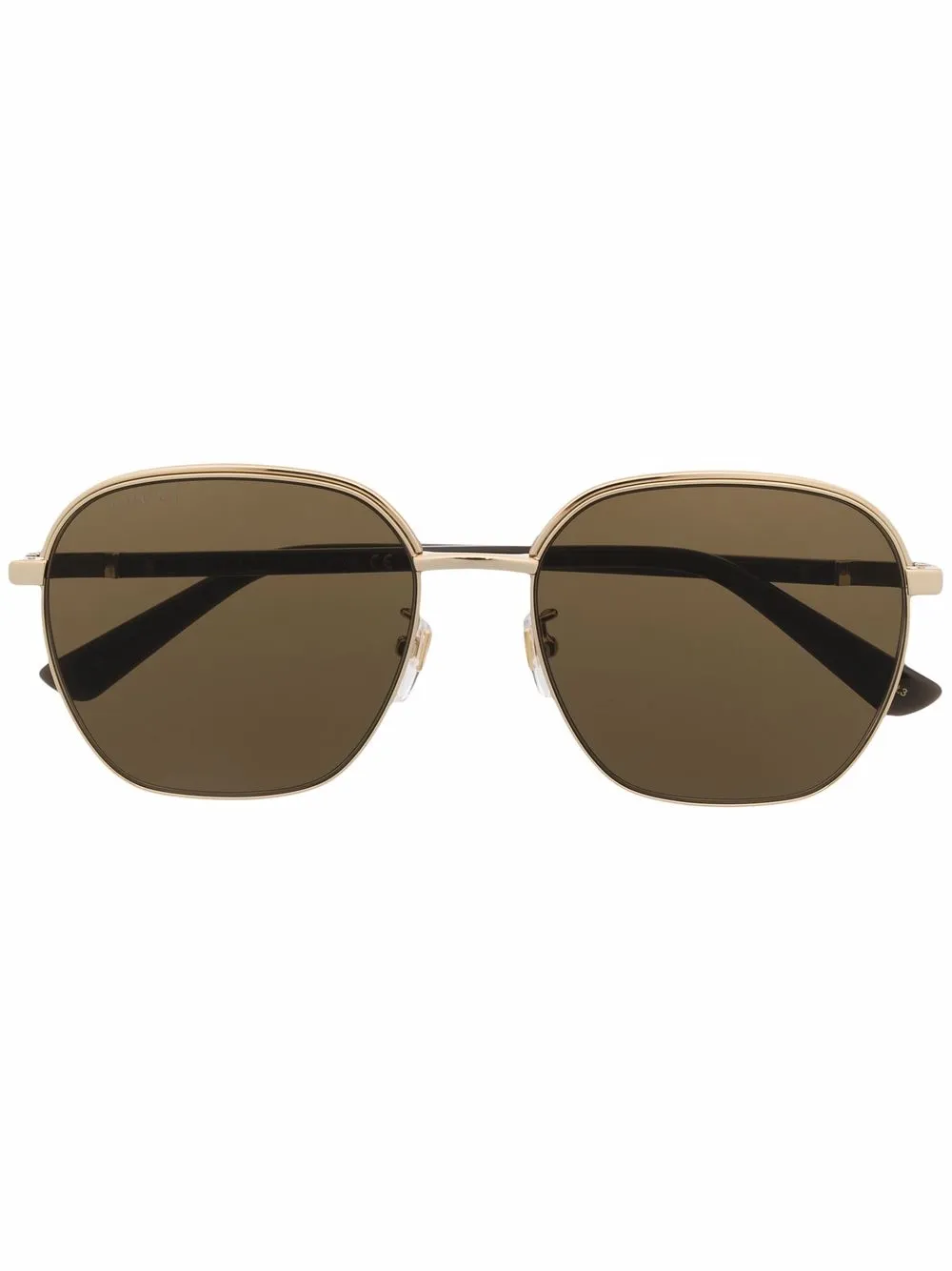 Gucci Eyewear Zonnebril met metallic montuur Goud