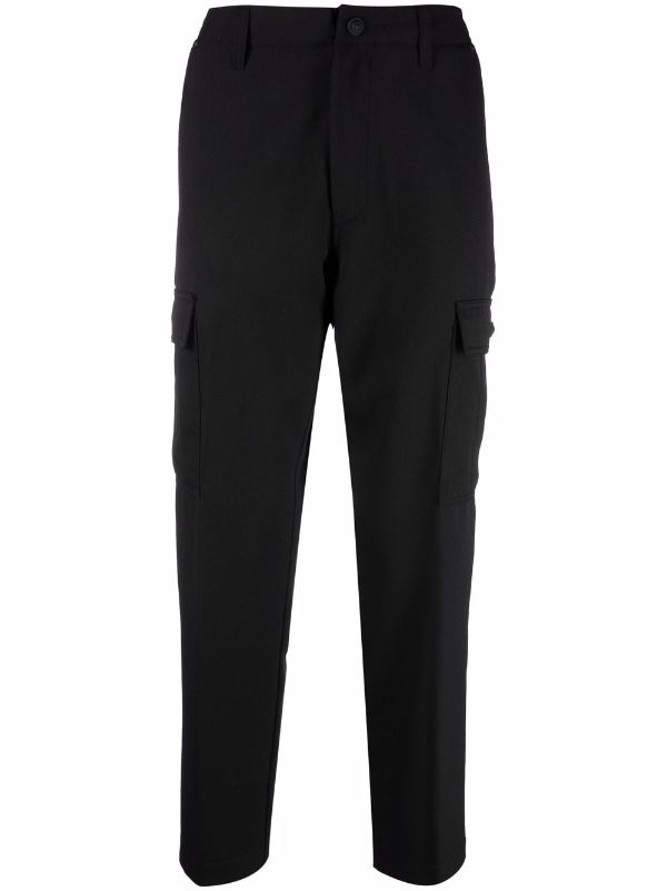 black cropped cargo trousers