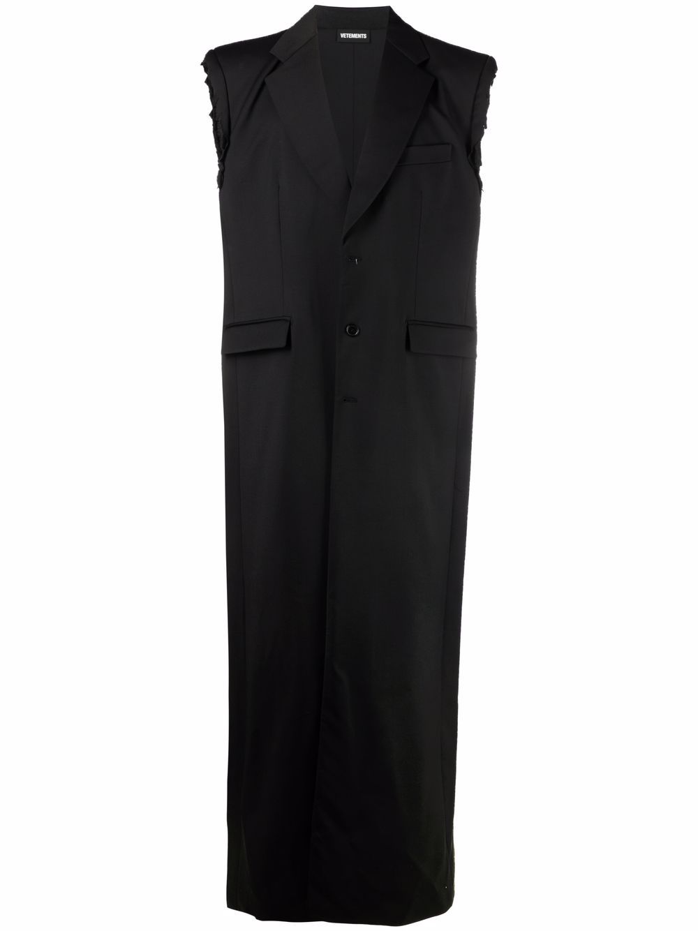 VETEMENTS sleeveless button-up coat - Black