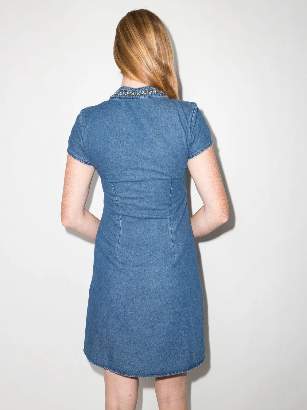 Rixo Lolita embroidered denim dress | Smart Closet