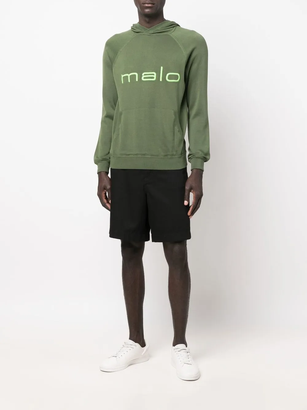 Malo Sweater met logoprint - Groen
