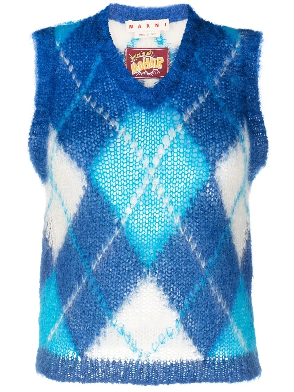 

Marni chaleco tejido con motivo de rombos - Azul