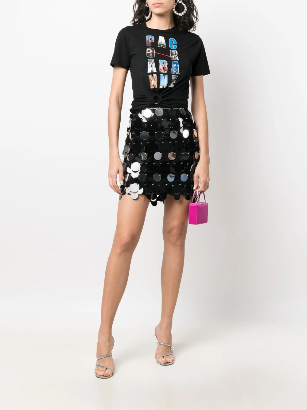 Paco Rabanne Verfraaide mini-rok - Zwart
