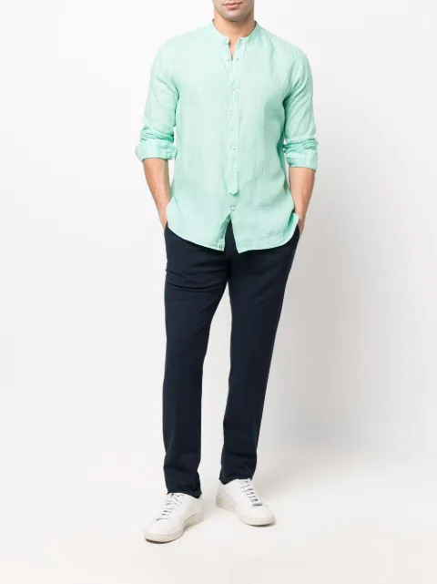 Tintoria Mattei band-collar Linen Shirt 