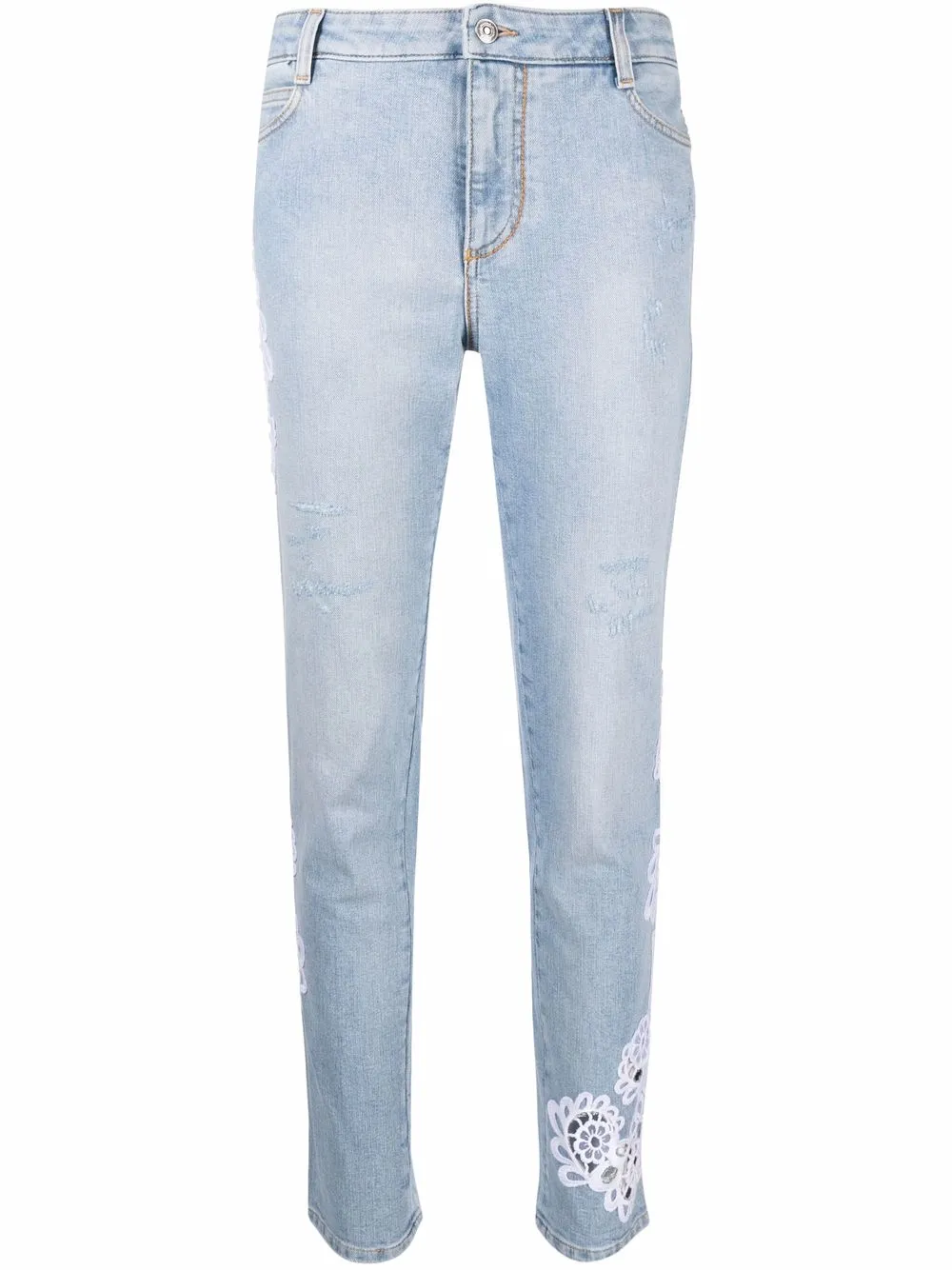 

Ermanno Scervino jeans capri con apliques de encaje - Azul