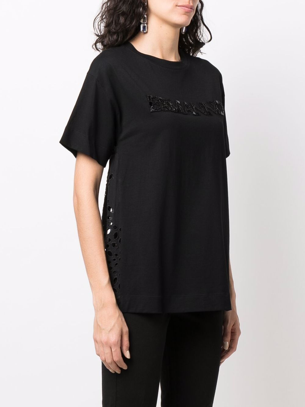 фото Ermanno firenze logo-embellished broderie anglaise t-shirt