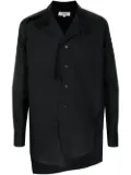 sulvam slit-detail button-up shirt - Black