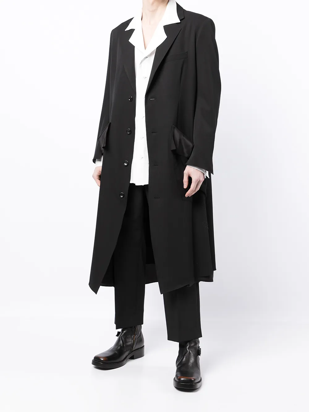 slash wool long coat