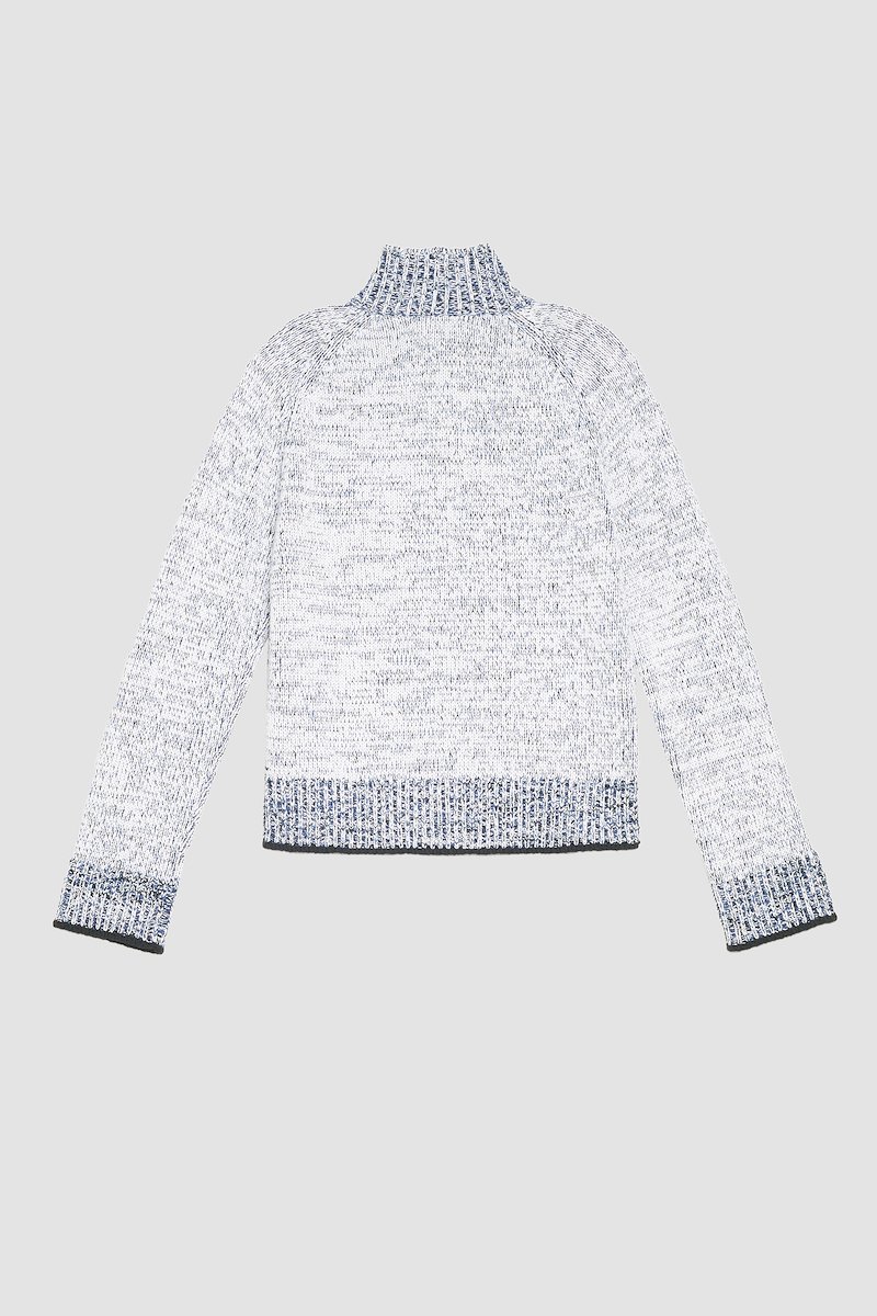 Long Sleeve Marled Pullover-white #0 Long Sleeve Marled Pullover, marled zip-up cardigan from 3.1 PHILLIP LIM featuring white, cotton blend, marl knit, decorative zip detailing, high neck, front zip fastening, long draped sleeves, straight hem and ribbed edge.- 12