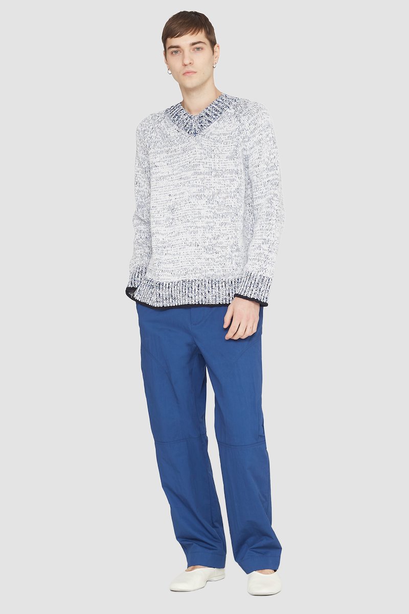 Long Sleeve Marled Pullover-white #0 Long Sleeve Marled Pullover, marl-knit jumper from 3.1 PHILLIP LIM featuring white/multicolour, cotton blend, marl knit, V-neck, long sleeves, straight hem and ribbed edge.- 0