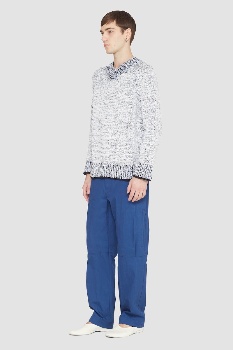 Long Sleeve Marled Pullover-white #0 Long Sleeve Marled Pullover, marl-knit jumper from 3.1 PHILLIP LIM featuring white/multicolour, cotton blend, marl knit, V-neck, long sleeves, straight hem and ribbed edge.- 2
