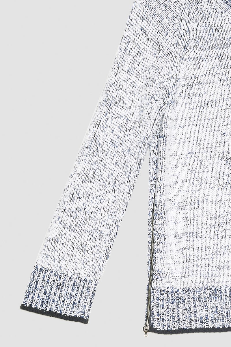 Long Sleeve Marled Pullover-white #0 Long Sleeve Marled Pullover, marl-knit jumper from 3.1 PHILLIP LIM featuring white/multicolour, cotton blend, marl knit, V-neck, long sleeves, straight hem and ribbed edge.- 8