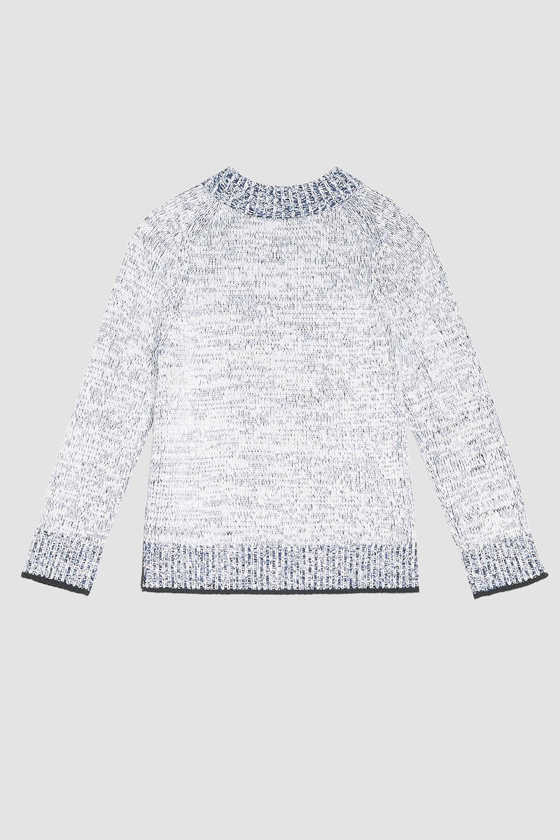 Long Sleeve Marled Pullover-white #1 Long Sleeve Marled Pullover, marl-knit jumper from 3.1 PHILLIP LIM featuring white/multicolour, cotton blend, marl knit, V-neck, long sleeves, straight hem and ribbed edge.- 7