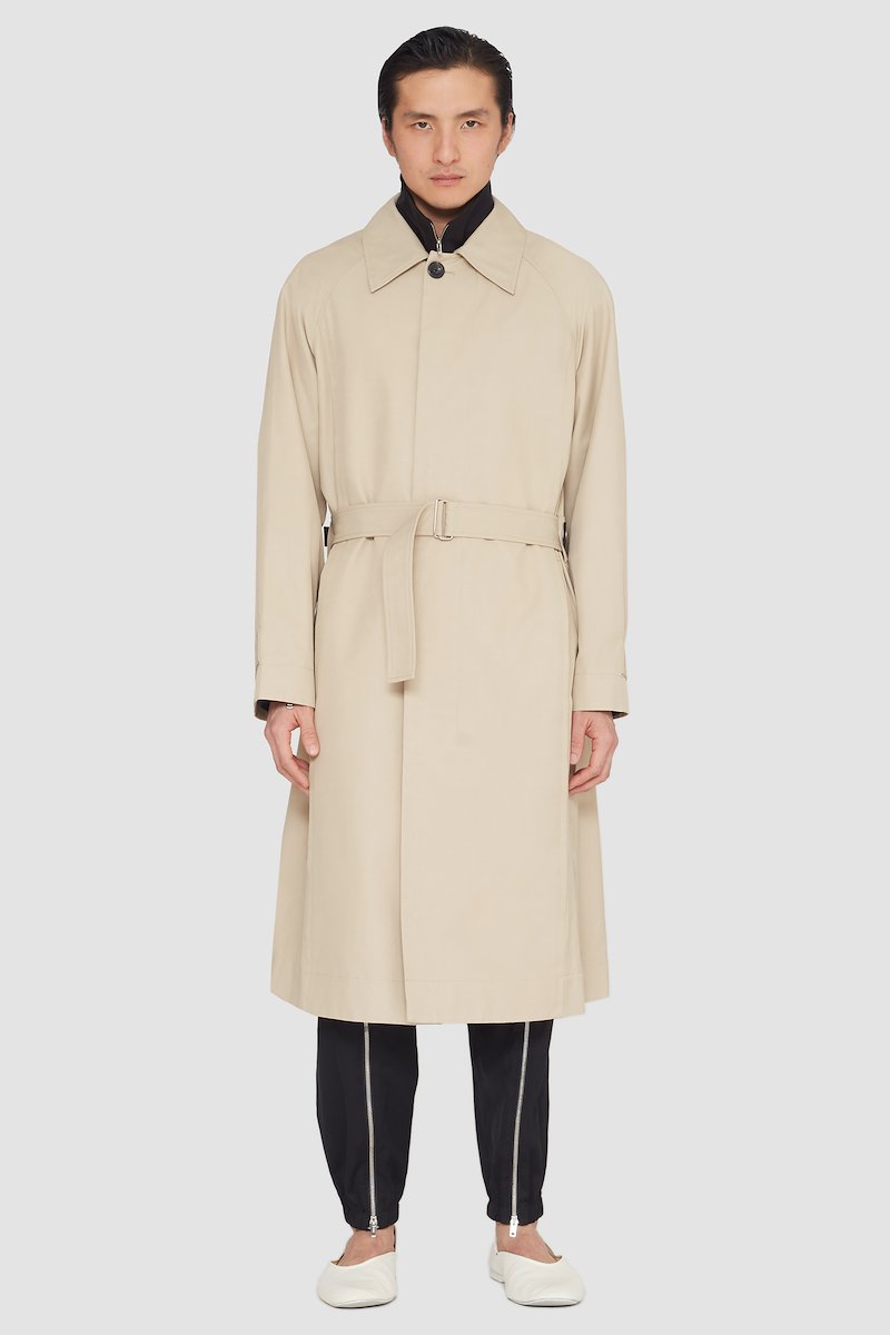 Balmacaan Trench Coat -neutrals #1 Balmacaan Trench Coat , mid-length belted trench coat from 3.1 PHILLIP LIM featuring khaki, classic collar, front button fastening, long sleeves, belted waist and mid-length.- 1