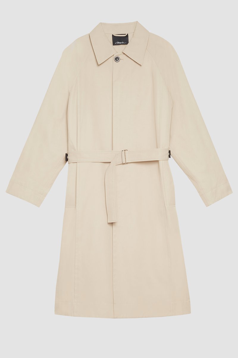Balmacaan Trench Coat -neutrals #1 Balmacaan Trench Coat , mid-length belted trench coat from 3.1 PHILLIP LIM featuring khaki, classic collar, front button fastening, long sleeves, belted waist and mid-length.- 5