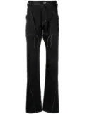 sulvam contrast-stitch slim flare trousers - Black