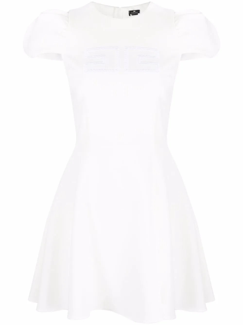 

Elisabetta Franchi braided-logo puff-sleeve mini dress - White