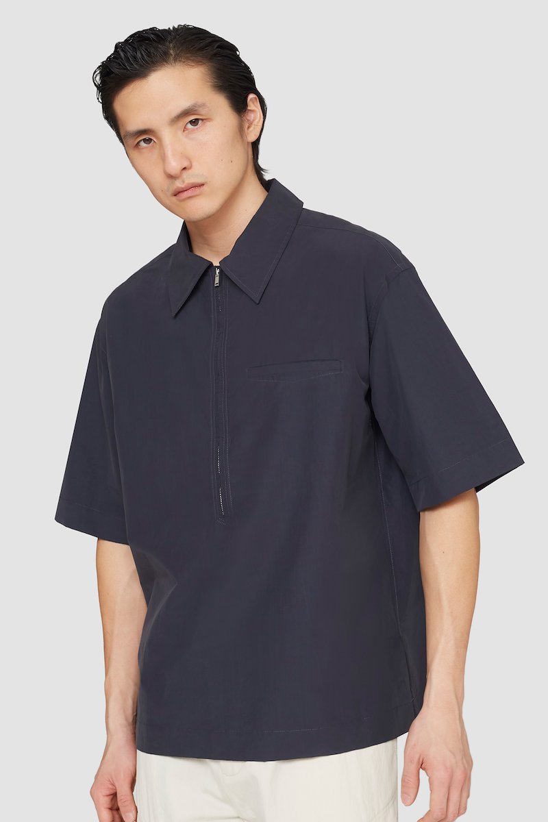 Half Zip Polo Shirt-black #0 Half Zip Polo Shirt, half-zip polo shirt from 3.1 PHILLIP LIM featuring black, cotton blend, polo collar, half front zip fastening, short sleeves, chest welt pocket and straight hem.- 4