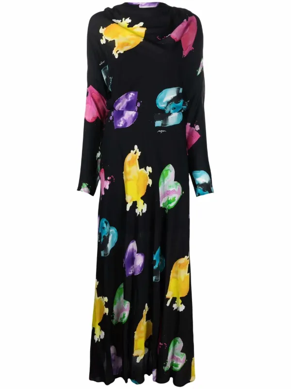 MSGM Patterned long-sleeved Maxi Dress 