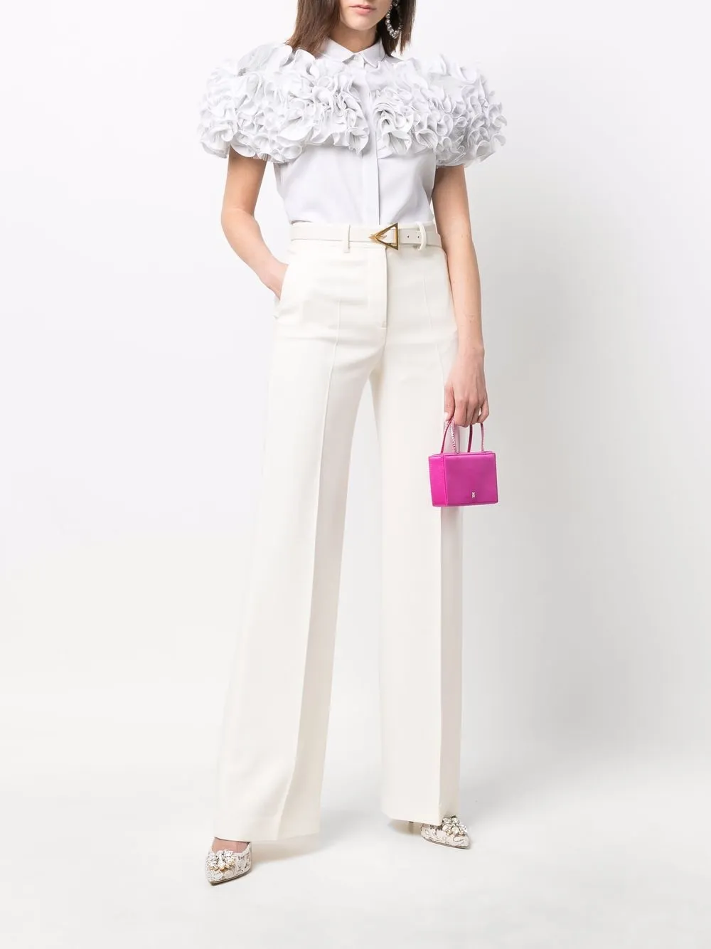 Giambattista Valli Blouse met ruche kraag - Wit