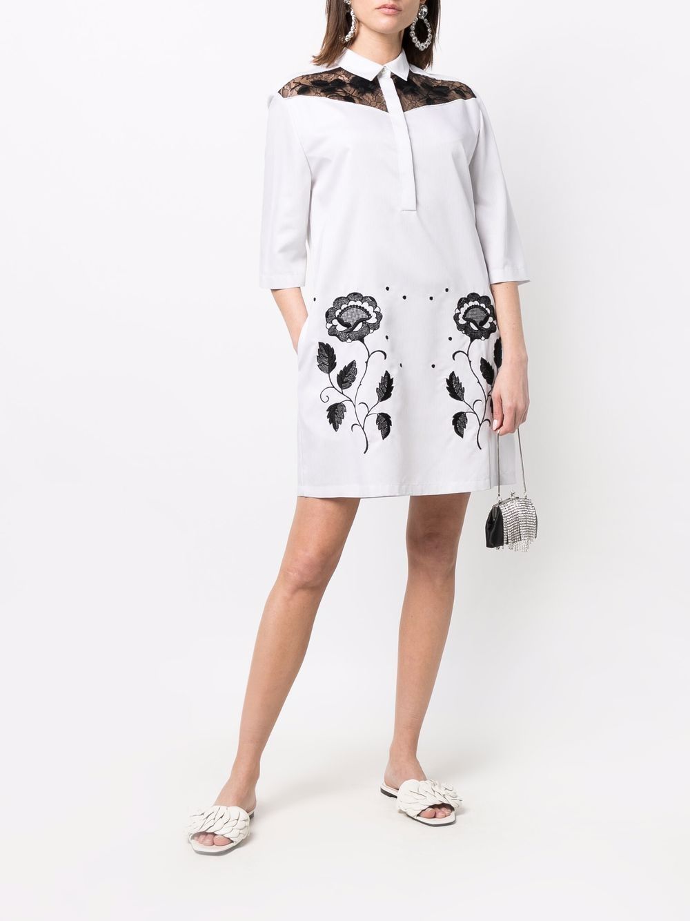 фото Giambattista valli floral-embroidered shirt dress