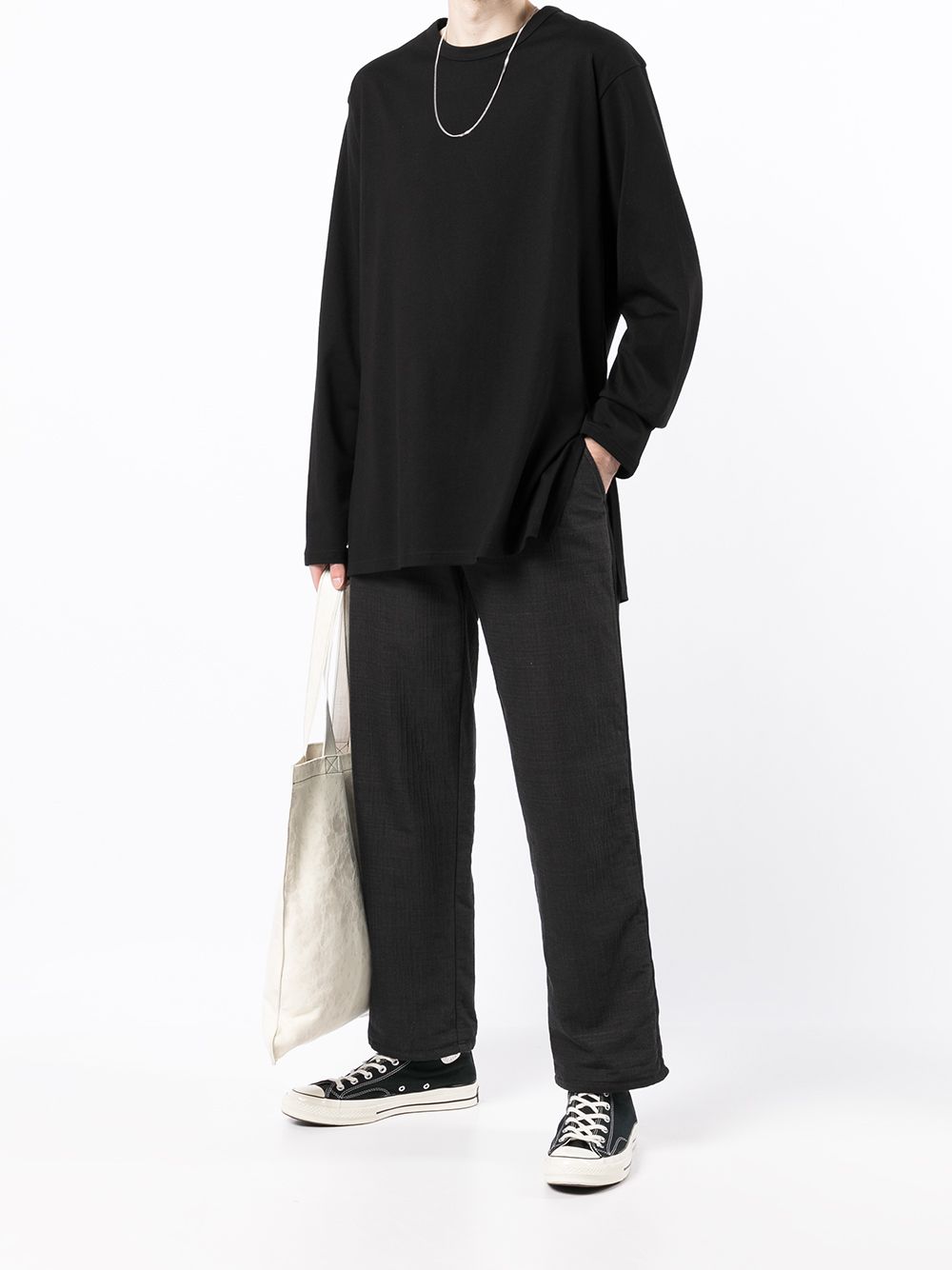Yohji Yamamoto T-shirt met ronde hals - Zwart