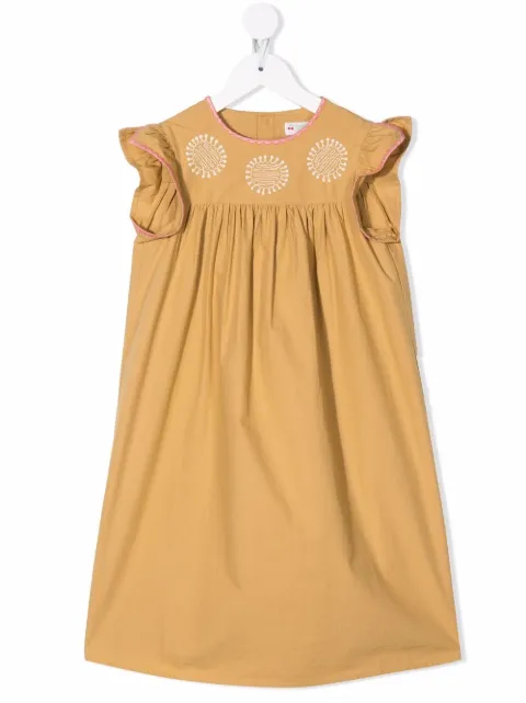 Bonpoint Vestido franzido com babados nas mangas