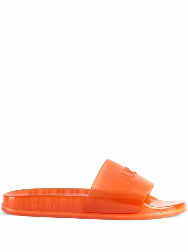 Gucci - logo-lettering Slides - Men - RubberRubberRubber - 11 - Orange