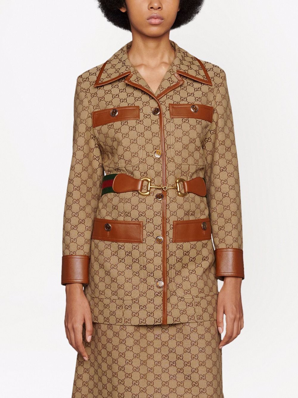 Gucci Gg-jacquard Cotton-blend Canvas Trench Coat In Beige