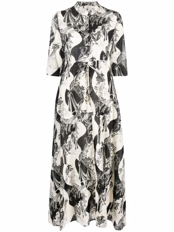 Tory Burch leaf-print Maxi Shirt Dress 