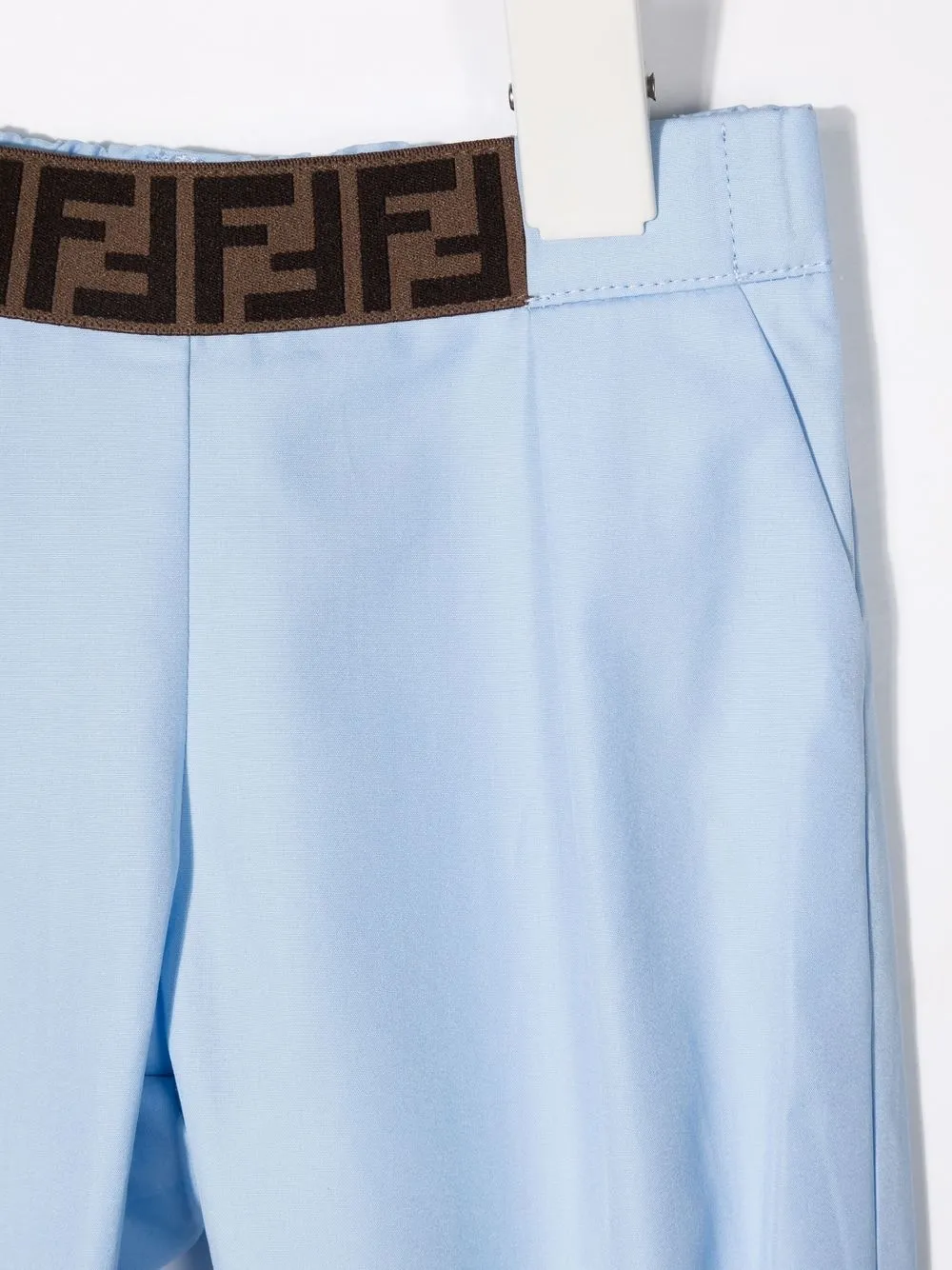 Fendi Kids Broek met logoband Blauw