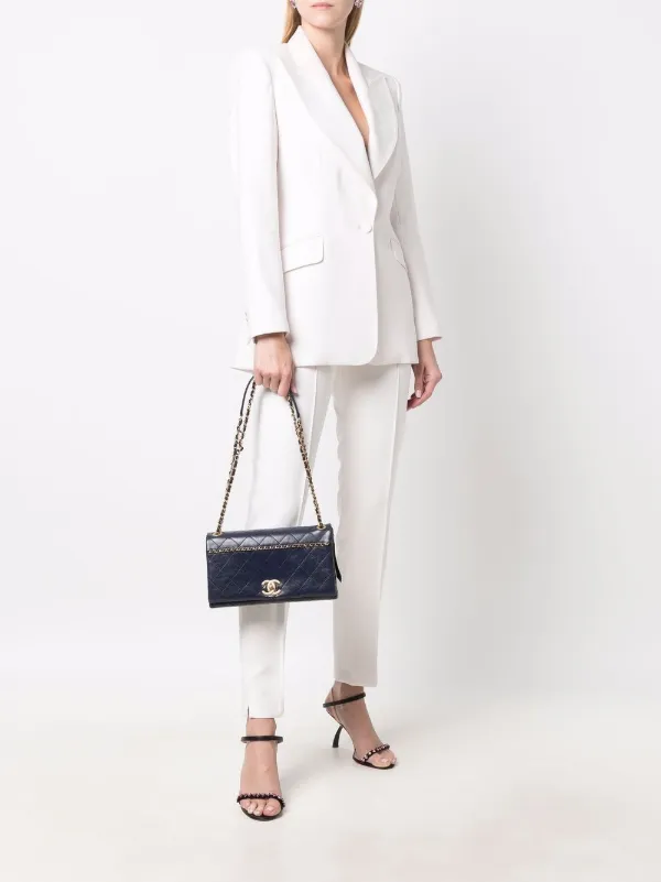 CHANEL Pre-Owned 2018 CC diamond-quilted Shoulder Bag | Blue | FARFETCH JO