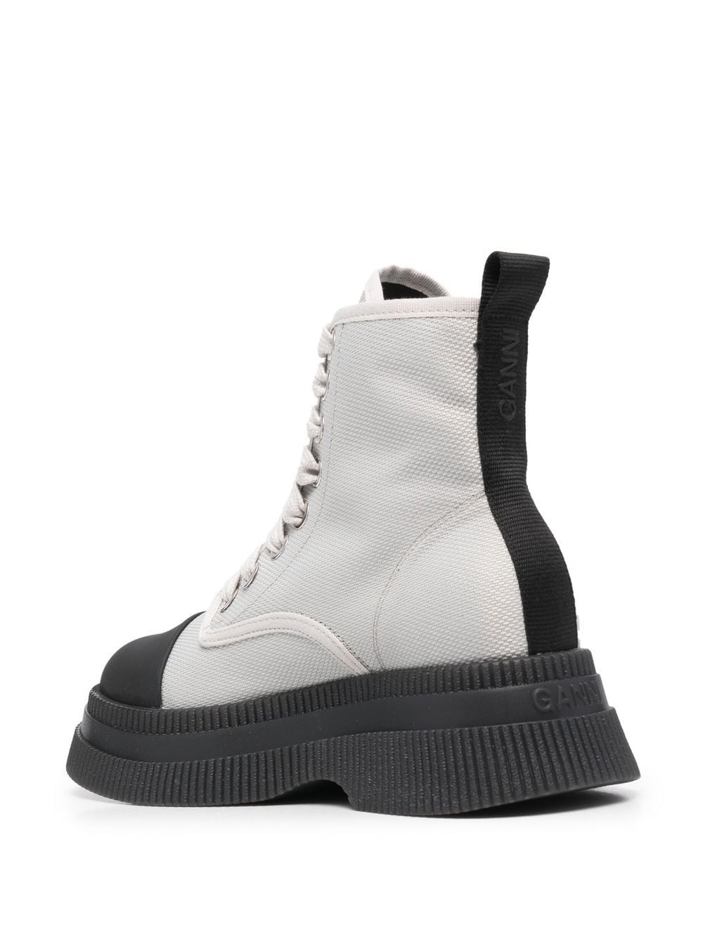 Shop Ganni Creepers Lace-up Ankle Boots In Grau