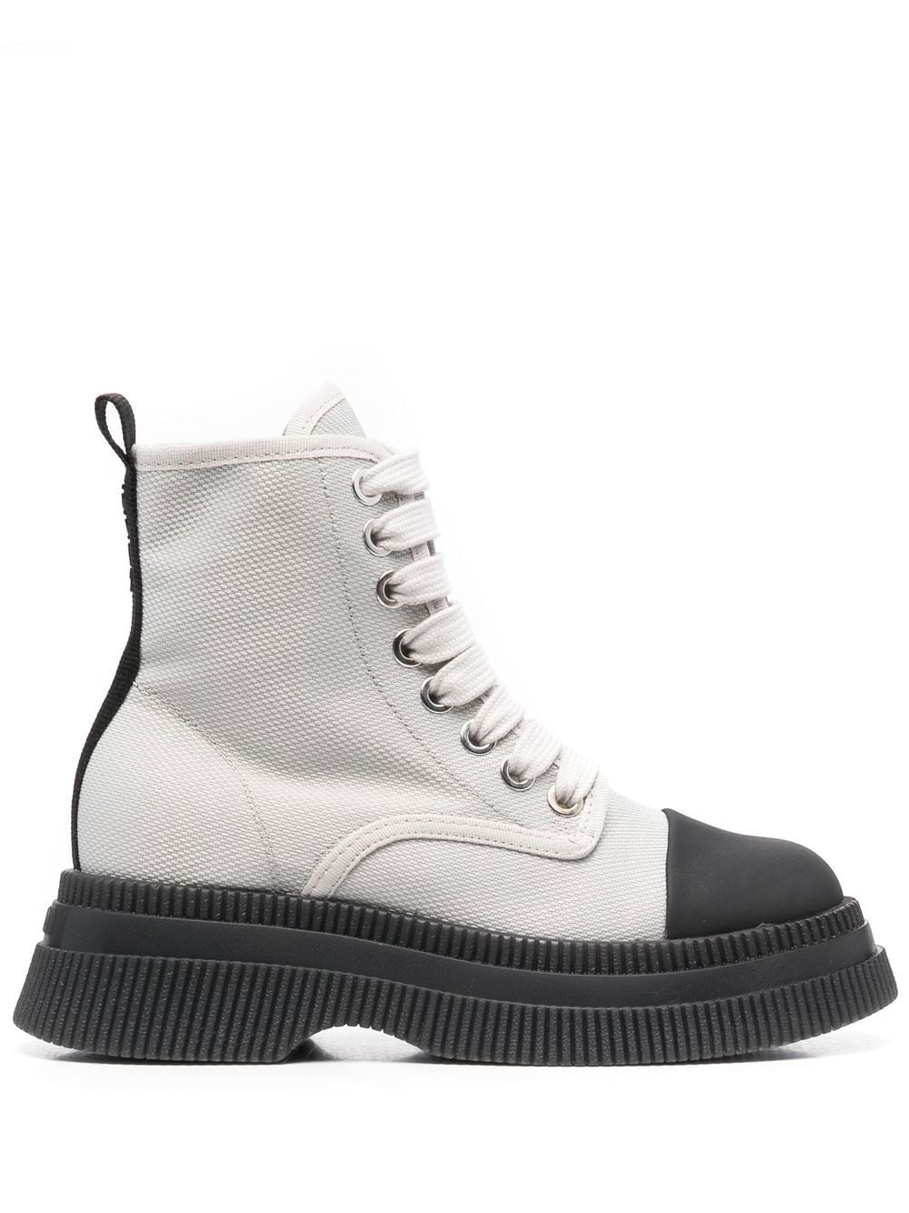 Shop Ganni Creepers Lace-up Ankle Boots In Grau