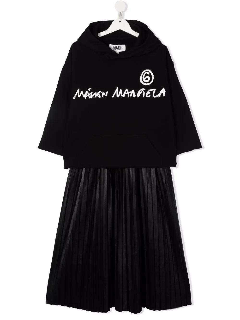 

MM6 Maison Margiela Kids TEEN detachable logo-hoodie dress - Black