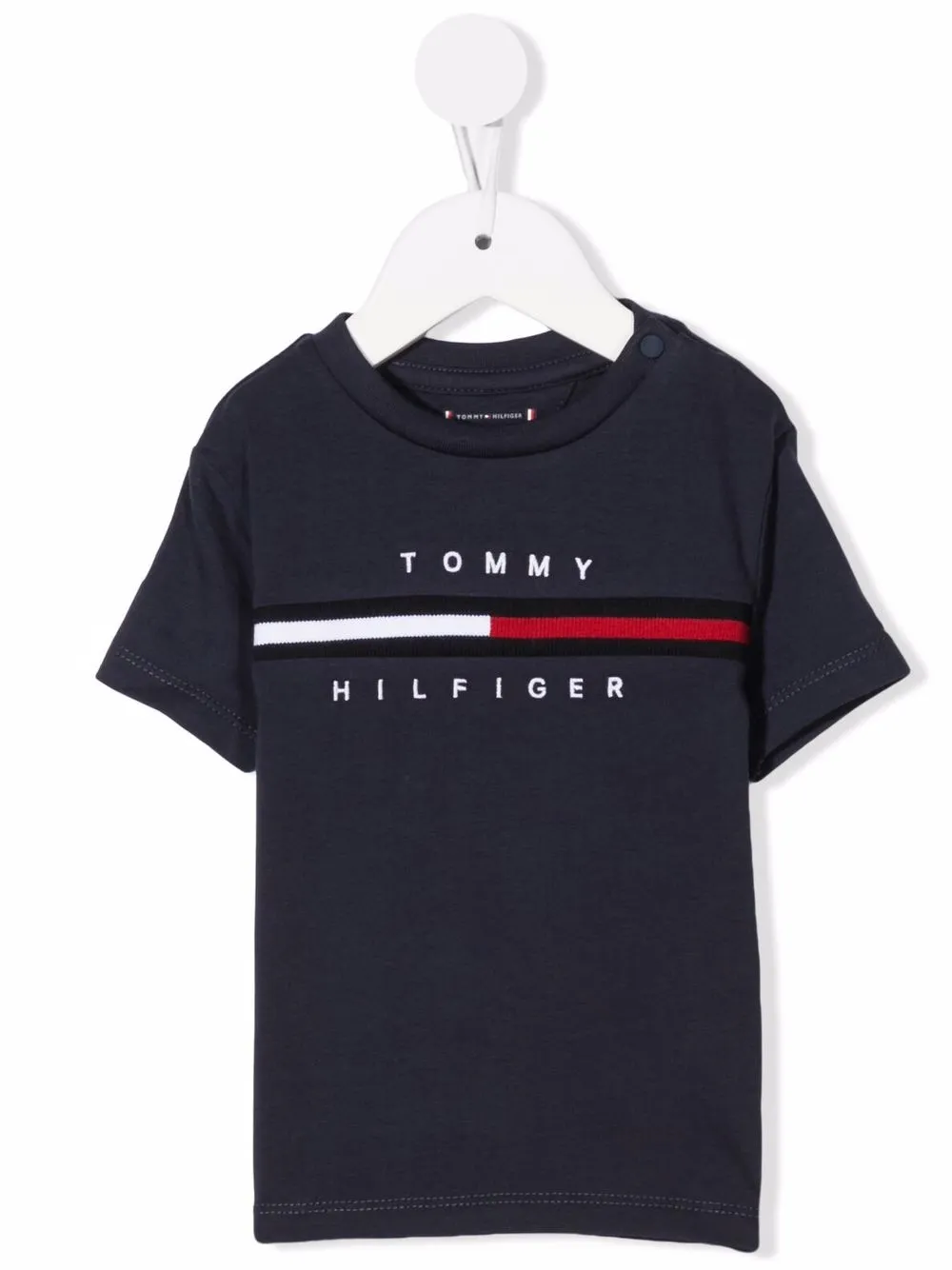 

Tommy Hilfiger Junior embroidered-logo organic cotton T-shirt - Blue