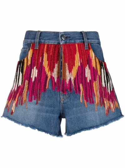 embroidered denim shorts | ETRO 