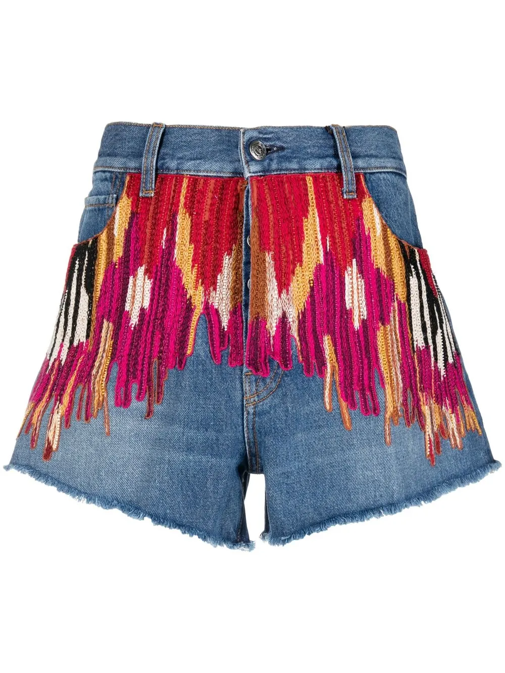 

ETRO embroidered denim shorts - Blue