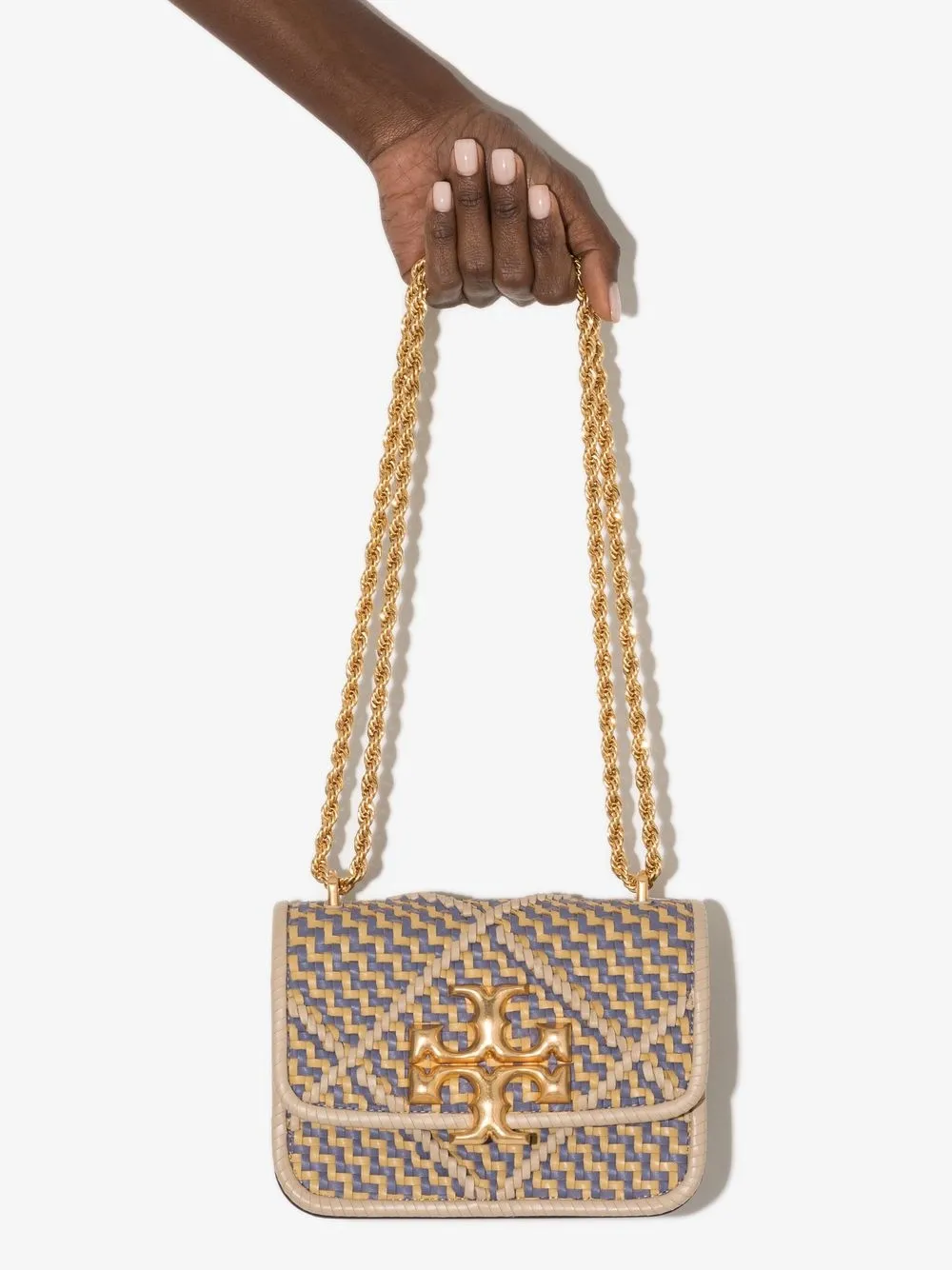 Shop Tory Burch Small Eleanor Woven Leather Crossbody Bag