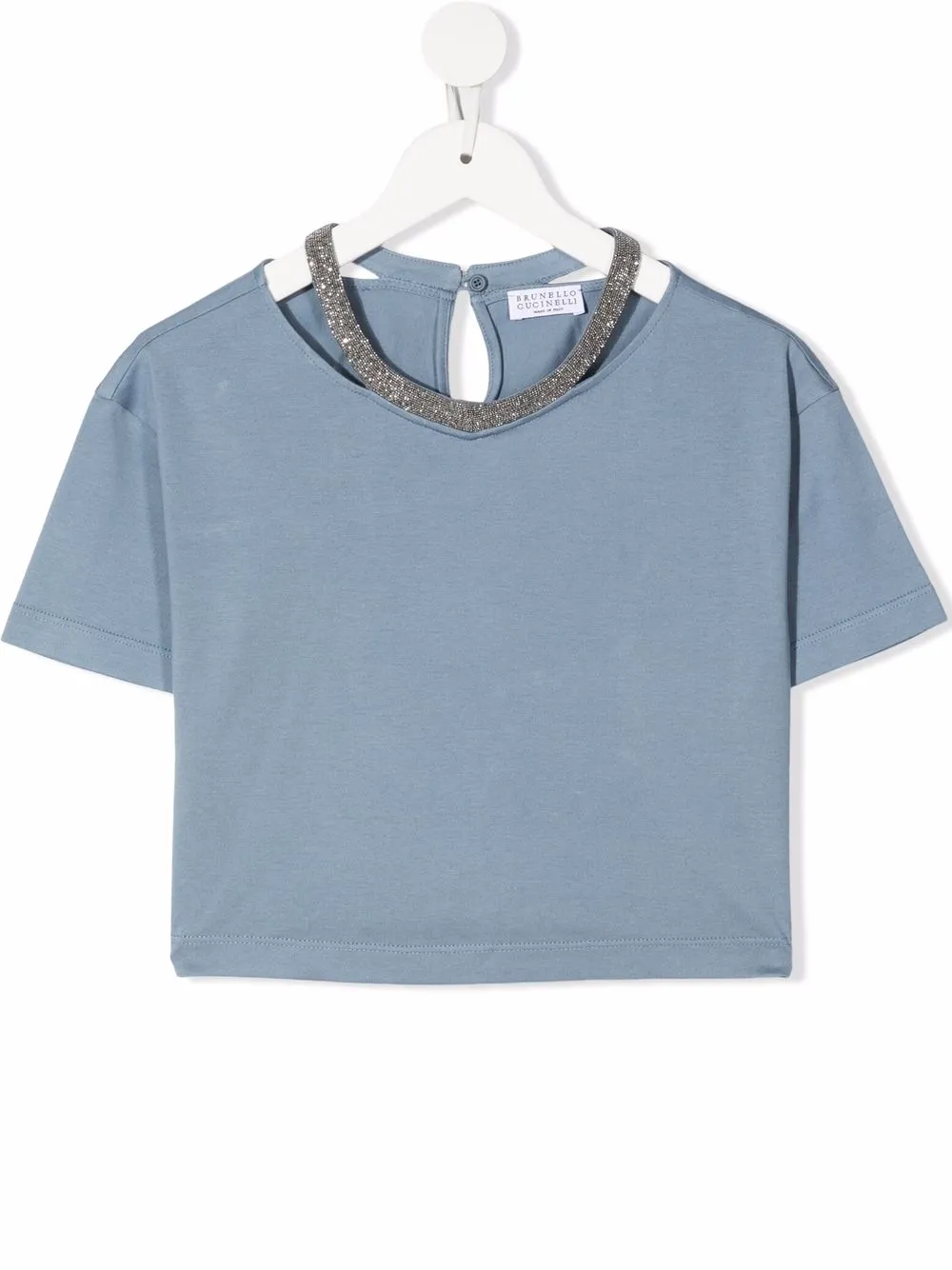 

Brunello Cucinelli Kids top con mostacillas en el cuello - Azul