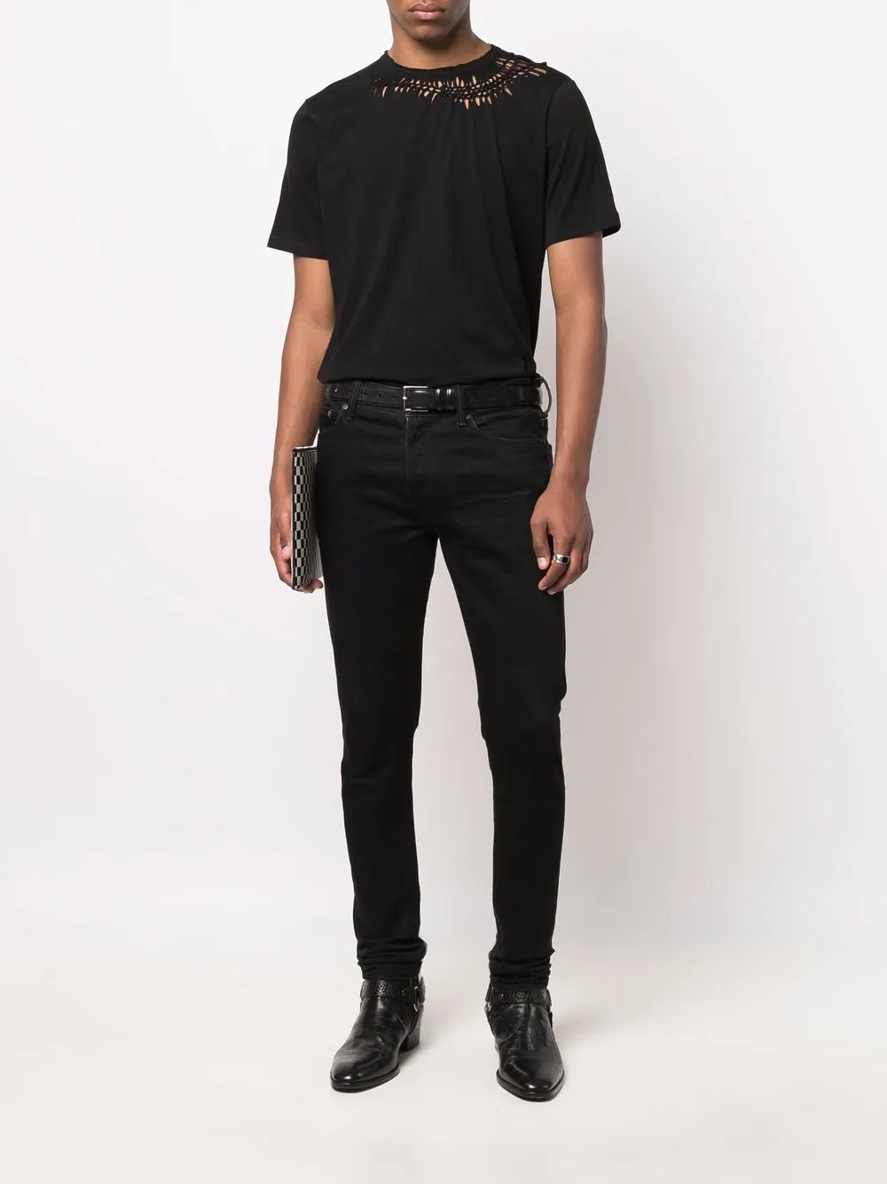 Saint Laurent T-shirt met uitgesneden details - Zwart