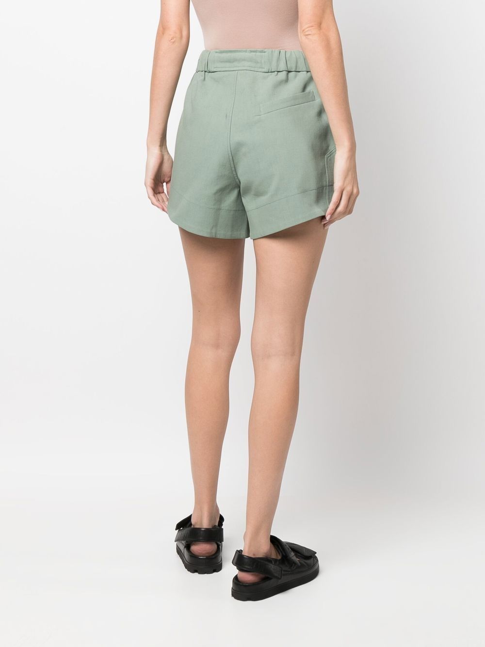 Shop Ganni Drawstring Suiting Shorts In Green