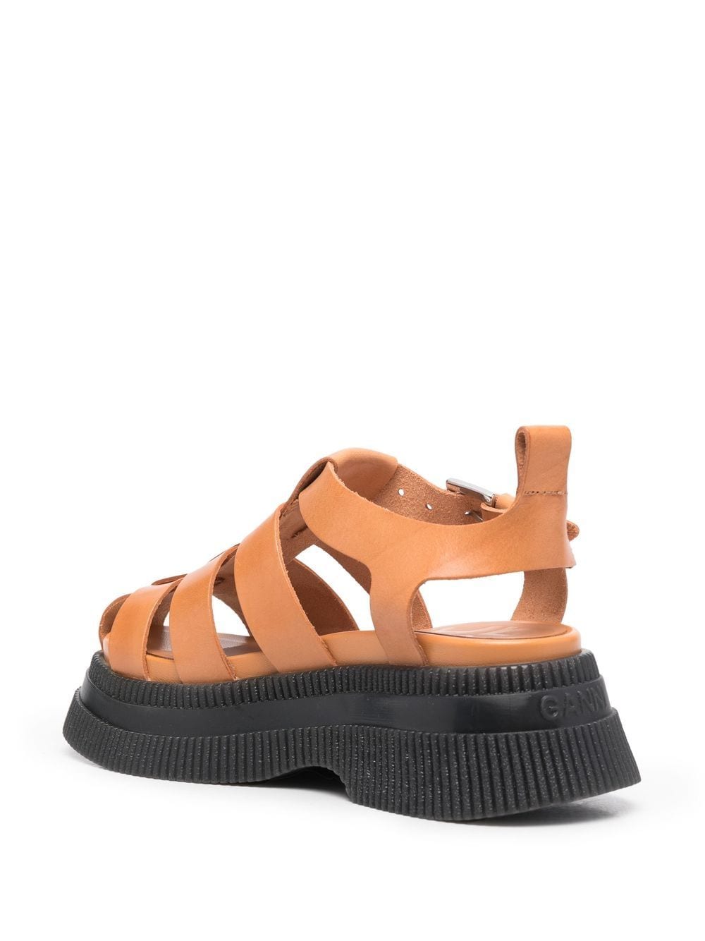 Shop Ganni Creepers Caged Sandals In Brown